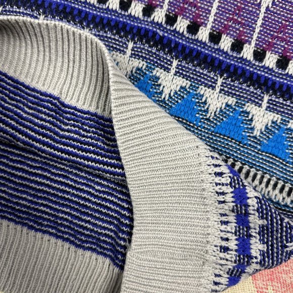 Vintage Grandpa Sweater Mens Large Gray Crewneck 90s Aztec Grunge Nubby Knit - Picture 7 of 11